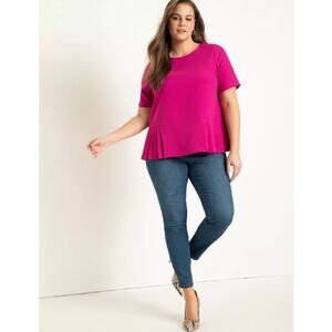 Eloquii Pink Pleated Hem Top Size 16 Magenta Career Office Work Blouse Plus Size